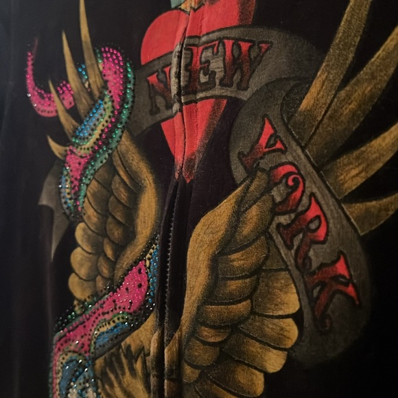 ED HARDY New York City Velour Hoodie *Rare and Vintage - Picture 6 of 16